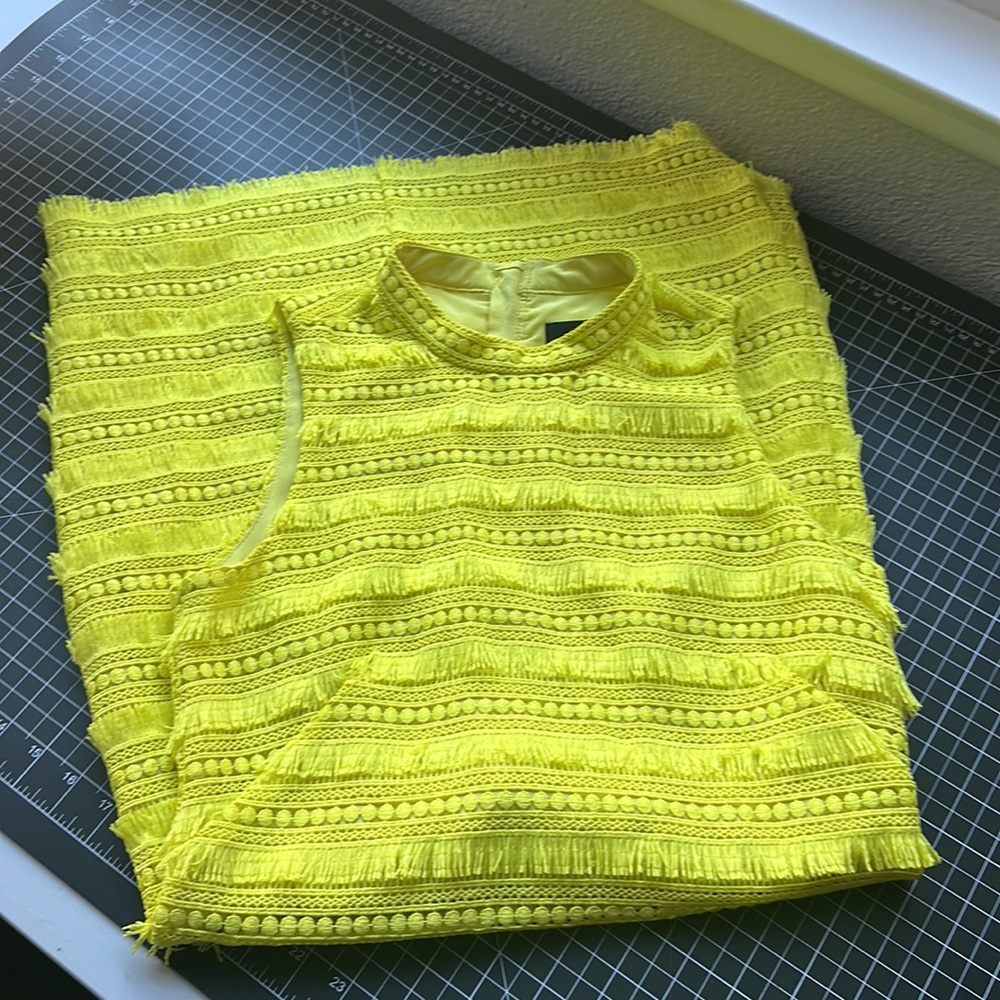 J. Crew yellow fring lace sheath dress